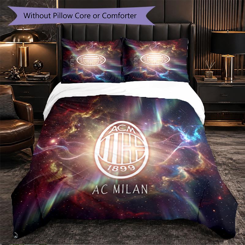 Set Lenzuola AC Milan Modello 3 Pezzi Morbida Copripiumino in Microfibra con Federe per Camera da Letto