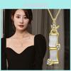 Exquisite Titanium Steel Bamboo Necklace Elegant Lock Chain For Women With Bead Inlay