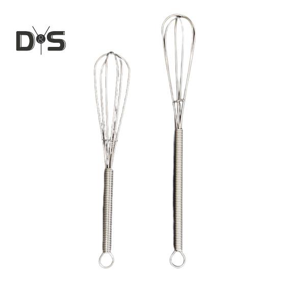 Mini Whisk Egg Beater Stainless Steel Wire Whisk for Whisking Mixing Beating Spring Handle Small Whisk