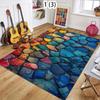 2D Colorful Stone Print Area Rug Non-Slip Washable Entrance Floor Mat Doormat with Cobblestone Rock Pattern Nature Themed Carpet