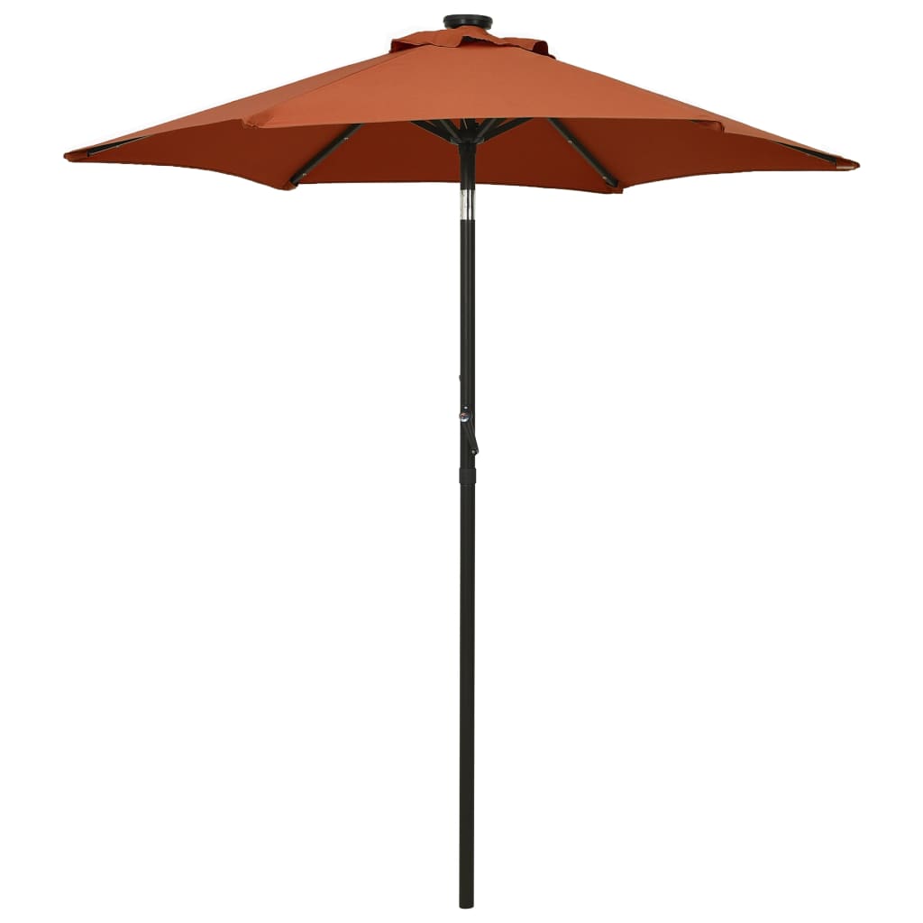 LED-beleuchteter Sonnenschirm Terrakotta 200 x 211 cm Aluminium