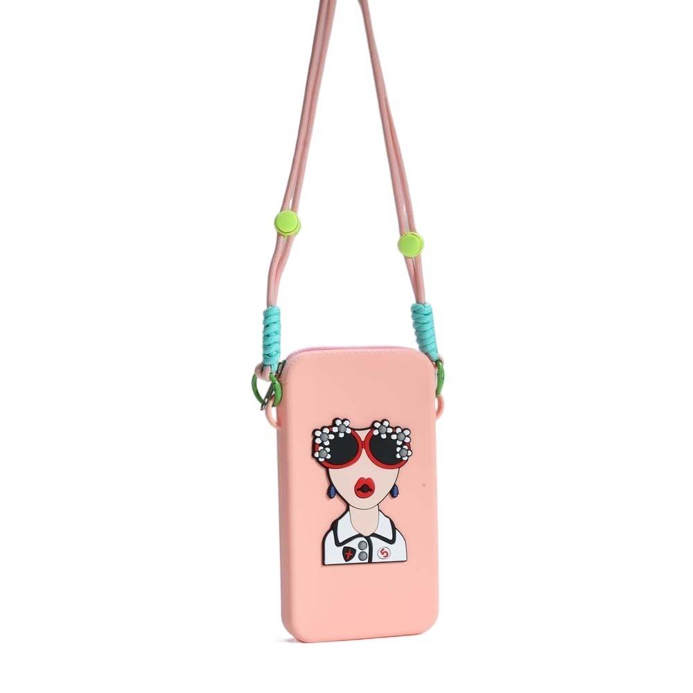 Anti-lost Hanging Neck Phone Bag Cartoon Modern Lady Storage Bag Zipper Soft Shoulder Case  School