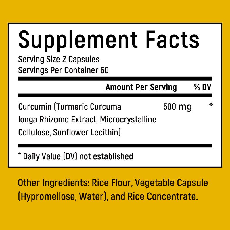 Curcumin Capsules Turmeric Extract with High Absorption Rate Maintain Joint Health120 Capsules of Dietary Supplement