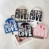 Color Simple Blocked Letter And Heart Pattern Women Casual Warm Hat Knitted