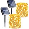 Joomer Solar Fairy Lights, 2-Pack Total 80FT 240LED Lights, Warm White | Copper Wire, Solar String Light Waterproof 8 Lighting Modes for Patio Fence