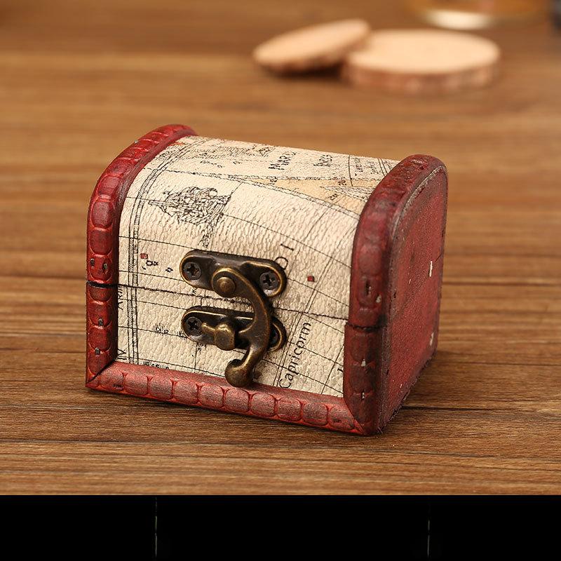 Y Vintage European Wooden Jewelry Box with Floral Print, Decorative Storage Organizer for Rings Earrings, Elegant Gift Packaging