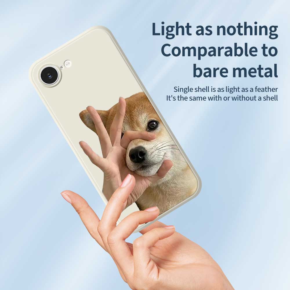 For iPhone 16e Case Pinch Dog Mouth Pattern Printing Straight Edge TPU Phone Back Cover