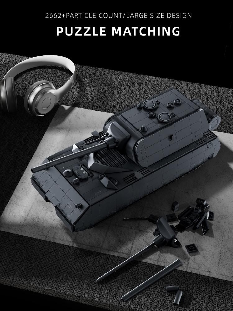 DIY MOC Armored Vehicle Military Mouse Maus Heavy Tank Building Blocks Panzer VIII Maus Soldier Army Bricks Toy for Boy Gift