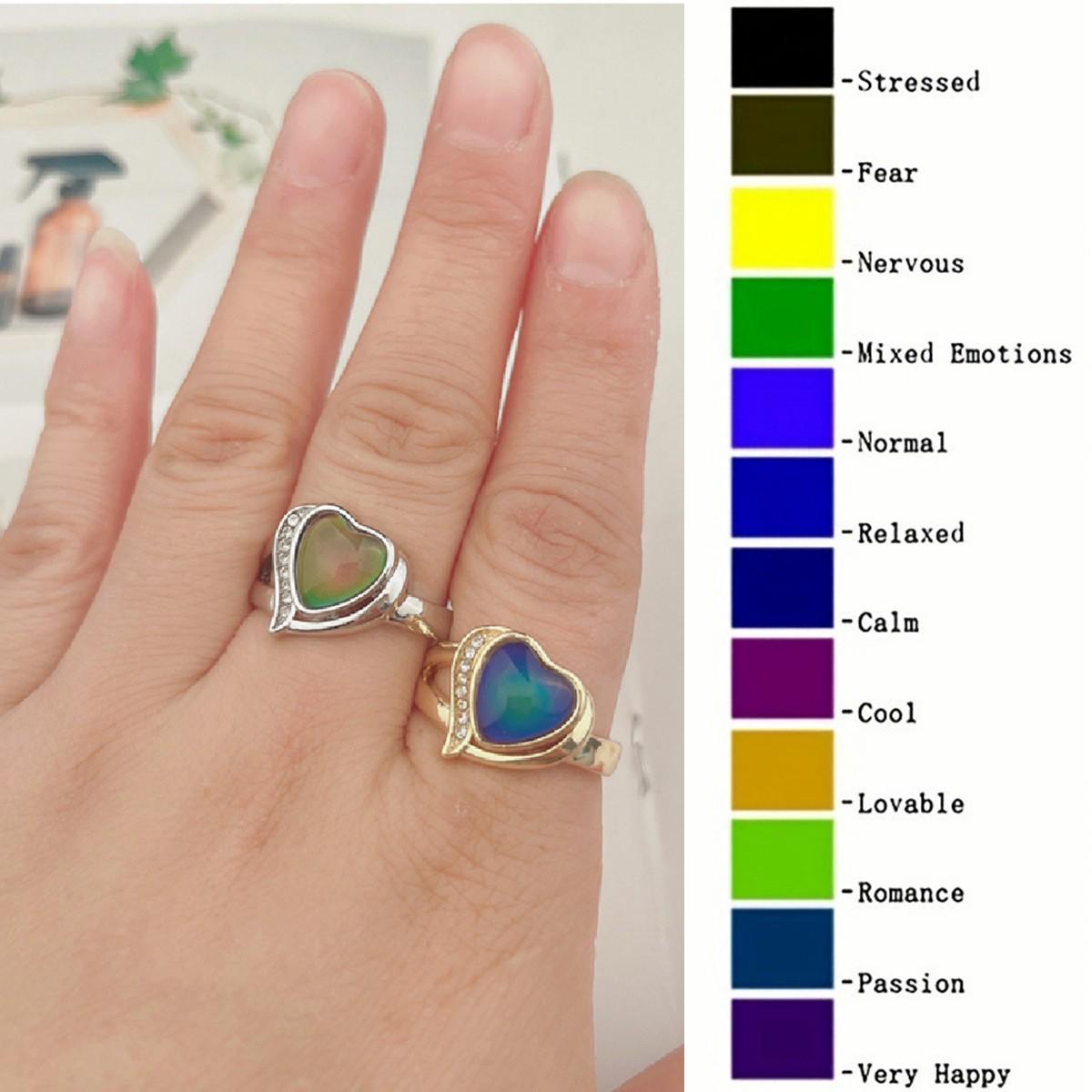 

Vintage Mood Ring: Temperature-Sensitive, Multicolor Oval Stone for Men & Women Size 8