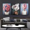 Flowers Feathers Woman Abstract Canvas Painting Wall Art Print Poster Picture Decorative Painting Living Room Home Decoration