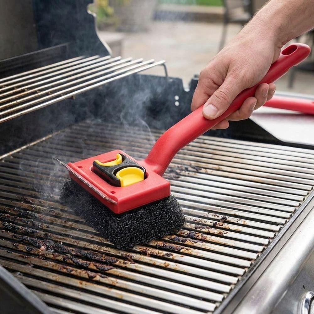 Replaceable Pads Safe Grill Grate Scrubber Handheld Grease Remover Brush  Camping Grill