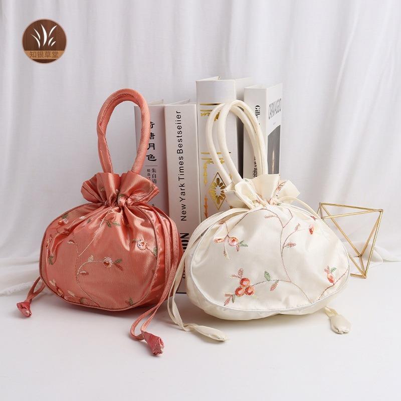 Unsichtbare Tragetasche Retro Kordelzug Stickerei Rucksack Schmuck Zugbeutel Schmuckring Leere Tasche Aufbewahrungstasche