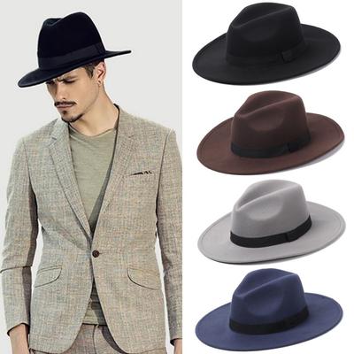 Chapeau Fedora Panama Cowboy Jazz pour Homme Hiver Automne Robe Fête de Danse Laine Spectacle sur Scène