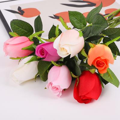 Single Stem Fabric Rose Artificial Flower, Real Touch Fake Bouquet for Wedding Home Decor, Realistic Fake Rose