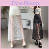Elegant High Waist Lace Summer Skirt With Mesh Details For Office Wear