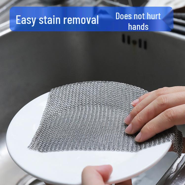 Stainless Steel Dishwashing Brush Set: Bowl, Pot, Decanter & Cup Brushes with Steel Wool Cleaning Ball.