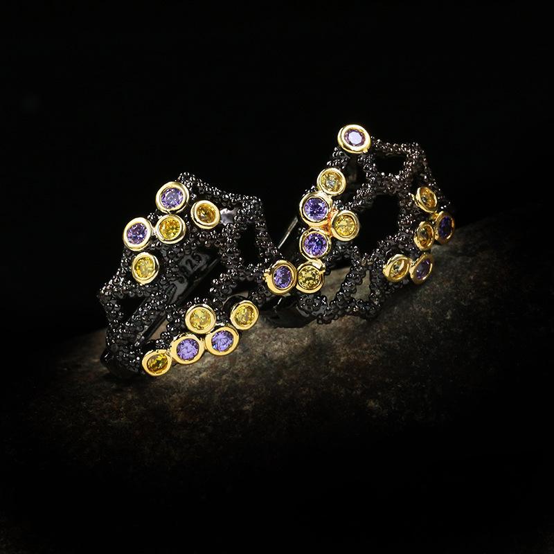 Retro Creative Hollow Zircon Flower Earrings Female Simple and Versatile Earring Jewelry for Women Wedding Party Gift