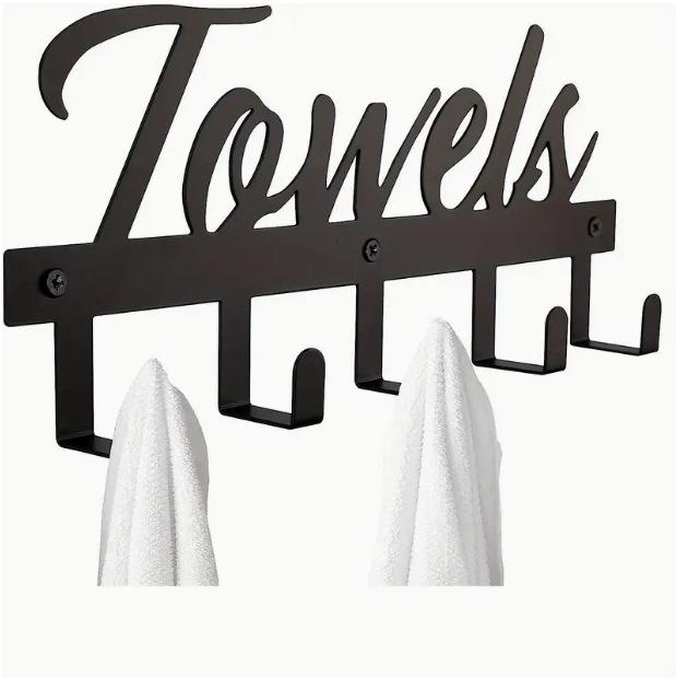 No-Drill Wrought Iron Towel & Hat Hook for Door Storage