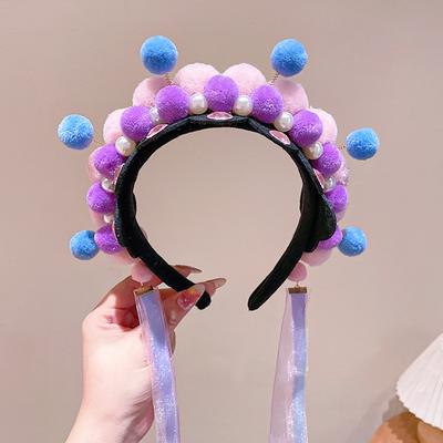 Tassel Beijing Opera Headband Tang Suit Hair Hoop Hanfu Headwear Girl Hair Accessories Pearl Chinese New Year Headwear Daily