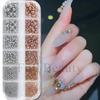 Nail Art Jewelry, Maillard Color Pearl Flat-Bottomed Diamond Steel Ball Diy Nail Jewelry Mixed