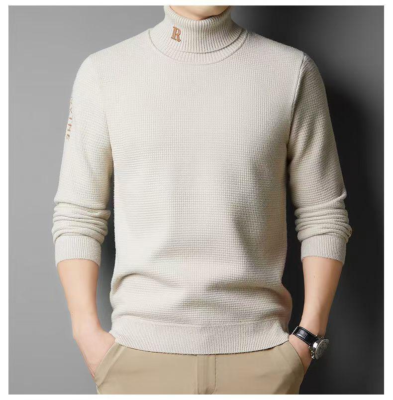 Men's Wool Blend High Neck Sweater - 2025 Autumn/Winter Casual Printed Knitwear