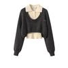 Neue College-Mode Kurzer Pullover Damen Herbst und Winter Koreanische Drama Wear Zweiteiliger Anzug Strickoberteil