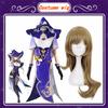Genshin Lisa Kostium Cosplay Anime Gra Genshin Impact Lisa Peruka Sukienka Kapelusz Rękawiczki Stroje Lisa Kostium na Halloween Dla Kobiet