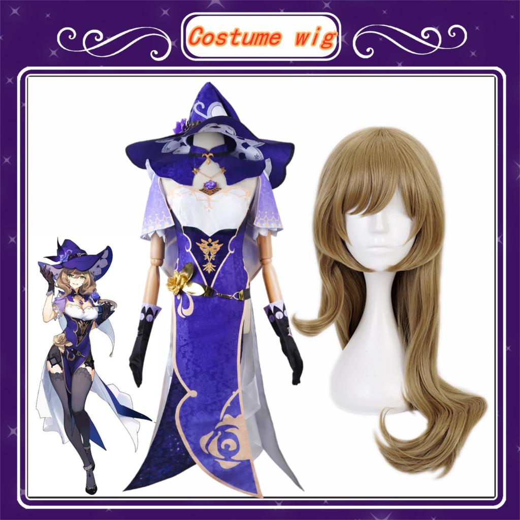 Genshin Lisa Kostium Cosplay Anime Gra Genshin Impact Lisa Peruka Sukienka Kapelusz Rękawiczki Stroje Lisa Kostium na Halloween Dla Kobiet