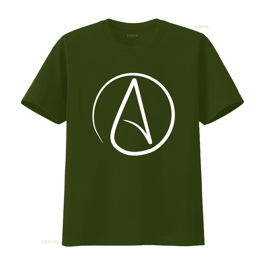 Minimalist Line Art Atheist Symbol Print Casual Streetwear T Shirt vintage Washed Stretched Stylish Breathable fashion Soft