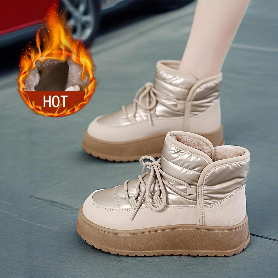 

Women S Winter Snow Boots Thickened Warm High-Top Ankle Boots with Lace-Up Closure Non-Slip TPU Sole Cold Weather Winter Boots for Women 35