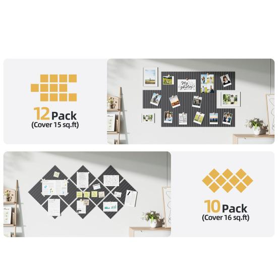 Large Cork Bulletin Board 11.8" X 11.8" Polyester Nail Boards Multi-Purpose Notes Photos Organizer for Office Home Classroom