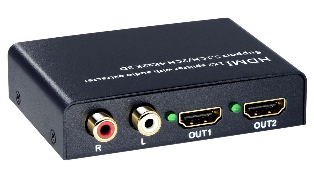 ELEVIEW HDMI 4K Audio 1 2 Outputs Optical Red Audio Compatible with Dual Screen Simultaneous Audio Separator Splitter, HDCP1.4, Separator, Input,