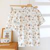 2026 New Summer Women's Pajama Set 100% Cotton Crepe Large Short Sleeve Shorts Two Piece Home Clothes Sleepwear Ladies