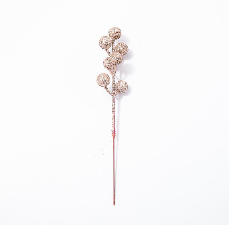 Artificial Red Christmas Picks (7 Stems) with Gold Glitter for Holiday Tree Decorating and Festive Accessories