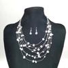 Crystal Shell Gravel Multilayer Bohemian Necklace Earrings Set Ladies Multilayer Beaded Necklace N155