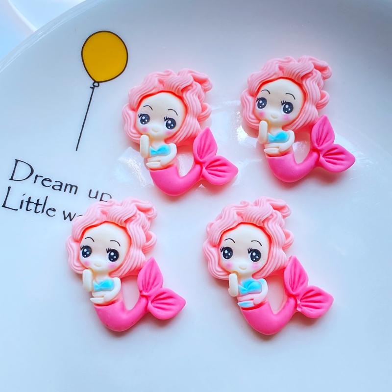 10Pcs New Kawaii Cute The Mermaid Princess Flat Back Resin Cabochons Scrapbooking DIY Jewelry Craft Decoration Accessorie