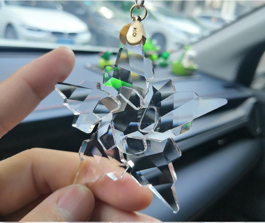 2021 New Year Christmas Crystal Star Snowflake Xmas Ornament Tree Decoration