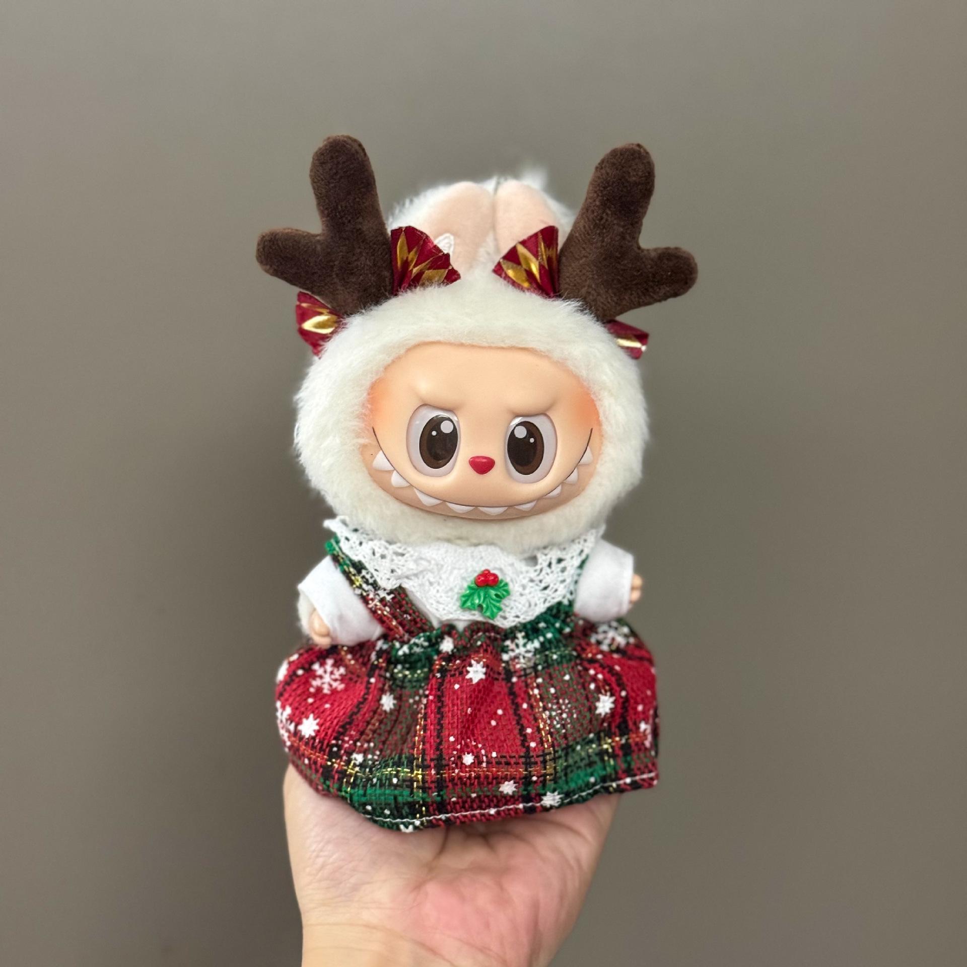 

15/17cm Labubu Clothes Christmas Outfit Halloween Pumpkin Shawl Cute Plush Set for Accessories Christmas Holiday Gift In Stock NO Doll NO Shoes