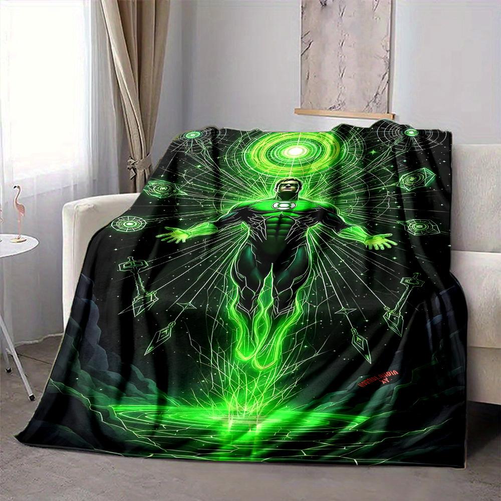 1pc Green Lantern Cosmic Flannel Throw Blanket Lightweight Soft Warm All Season Blanket for Sofa, Bed, Travel,L1028111 80x120cm