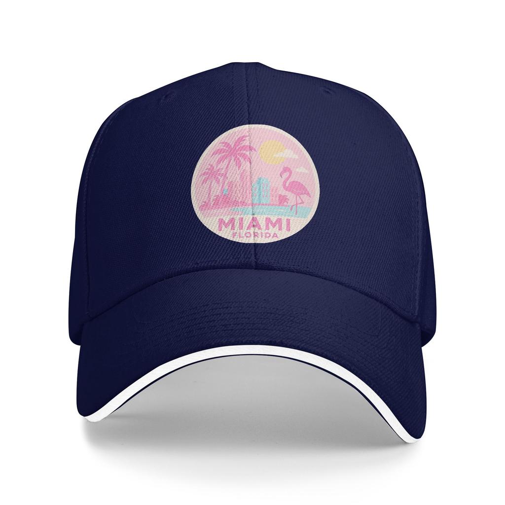 Miami Pink Travel Baseball Cap  Fashion Trucker Hat Summer UnisexTeens Tennis Skate Baseball Caps