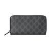 GG Supreme Canvas Zip Around Wallet, Black Grey Monogram, Men Long Wallet for Daily Use 821207-FAD6M-1000