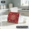 1pc Tissue Box, Traditional Oriental Floral Medallion Elegant Luxurious Pattern, 2D Flat Printing, Crafted with Strong Polyester, Can Be Folded, Napki
