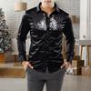 Yousheng Men Retro Glossy Shirt Lapel Button-up Shirt with Sequins Vintage Formal Shirt for Disco Bars Nightclubs Parties