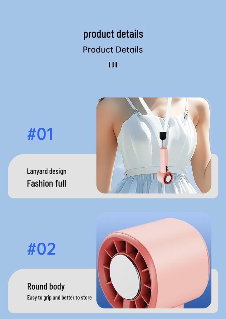 USB Rechargeable Turbo Mini Fan with Digital Display - Silent 120 Speed Handheld
