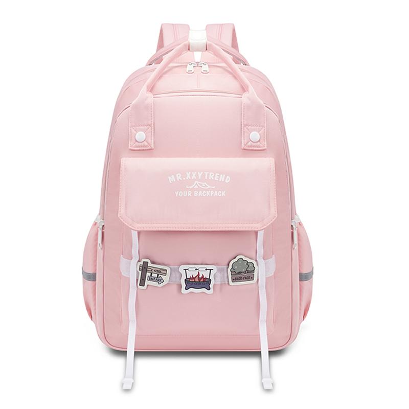 Women's Color Block Backpack Large Capacity Middle School Student Schoolbag