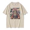 Cat Samurai Pattern T Shirt For Unisex Trendy Animal 3D Printed Tees Casual Short Sleeve Oversized Street TShirts Round Neck Tops