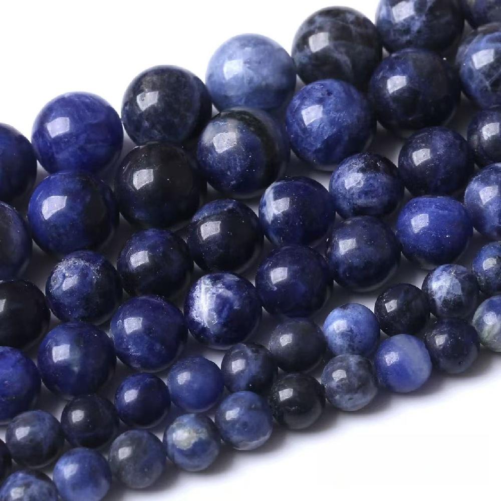 Blue-vein Sodalite Round Natural Stone Beads 15"Strand 4/6/8/10/12mm Smooth Loose Spacer Beads for Jewelry Making DIY Bracelets Accessories