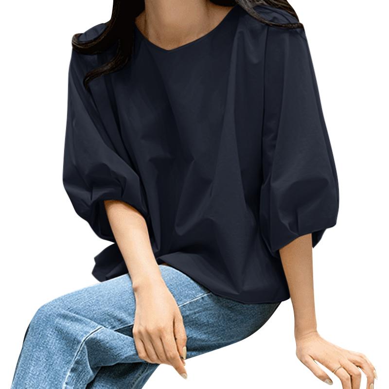 

ZANZEA Женская летняя повседневная блузка с круглым вырезом и рукавом 3/4 свободного кроя M