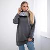 CHooded Sports Fleece Sweatshirt Casual Long-sleeved Offset Printed Coat Women's Plus-size Solid Color Coat