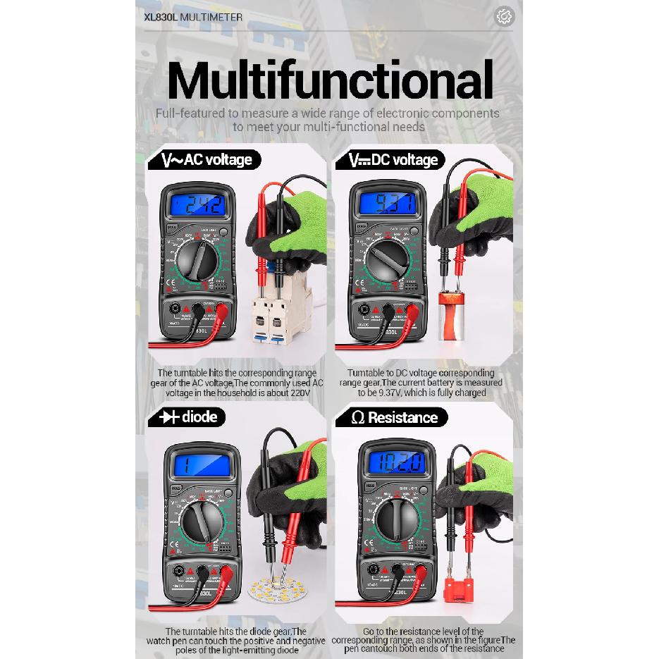 Digital Multimeter Esr Testers ANENG XL830L Automotive Electrical Meter Dmm Transistor Peak Tester Meter Capacitance Meter tools